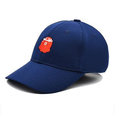 청색 54 센티미터 6 패널 면 야구 모자 남녀 공용 조정할 수 있는 커스텀 로고