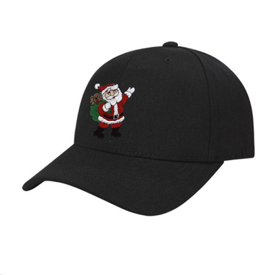 산타클로스 만화 챙 상표 주문화 자수 재미있은 즐거운 성탄 야구 모자 검정 야구 모자
