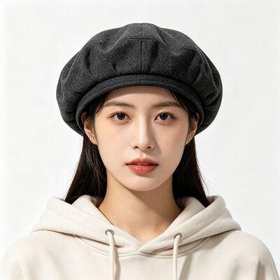 고전적인 어두운 회색 베레트 모자 펠트 패드 베레트 모자 양털 혼합 직물 편안함과 내구성을 위해 편안한 거리 의류 일상 모자