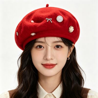 모든 계절에 적합한 높은 내구성과 맞춤형 크기의 붉은 양털 혼합 베렛