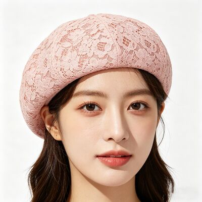 빈티지 분홍색 蕾丝 베렛 꽃 패턴 透气 베렛 모자와 우아한 매일 & 파티 헤드웨어