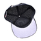 검은색 6 패널 스냅백 모자 구조 건축 사용자 지정 고무 패치 로고 뒷면 4 패널 레이저 구멍