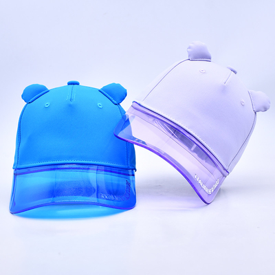 OEM 모자 공장 도매 고품질 5 패널 어린이 야구 모자 사용자 정의 투명한 PVC 접지 어린이 야구 모자