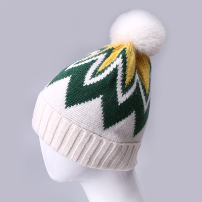 맞춤형 embroidered beanies 겨울 넥타이 스트라이프 무늬 따뜻한 부드러운 Pompom 파프 인쇄 Beanie 제조업체