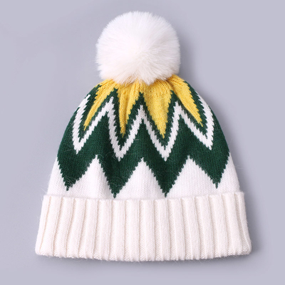 맞춤형 embroidered beanies 겨울 넥타이 스트라이프 무늬 따뜻한 부드러운 Pompom 파프 인쇄 Beanie 제조업체