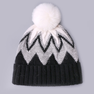 맞춤형 embroidered beanies 겨울 넥타이 스트라이프 무늬 따뜻한 부드러운 Pompom 파프 인쇄 Beanie 제조업체