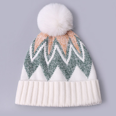 맞춤형 embroidered beanies 겨울 넥타이 스트라이프 무늬 따뜻한 부드러운 Pompom 파프 인쇄 Beanie 제조업체