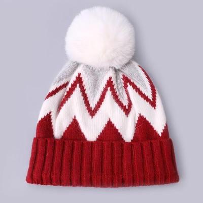 맞춤형 embroidered beanies 겨울 넥타이 스트라이프 무늬 따뜻한 부드러운 Pompom 파프 인쇄 Beanie 제조업체