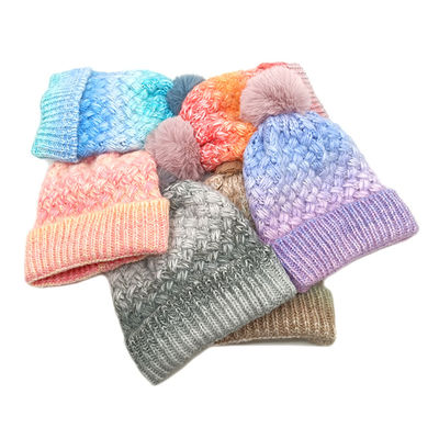 Custom Beanie with Pom Pom Soft Tie Dye Knitted Winter Cap Hat Manufacturer