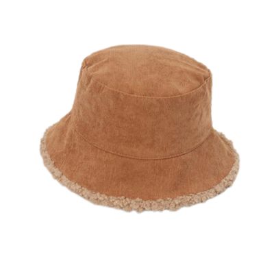 Custom Fall Winter New Fisherman's Corduroy Bucket Hat Custom Thickened Lamb Wool Japanese Fashion Warm Street Basin Hat Cap