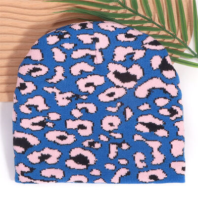 사용자 지정 로고 고품질 남성 여성 아크릴 겨울 모자 모자 레오파드 인쇄 패턴 짜인 슬러치 모자